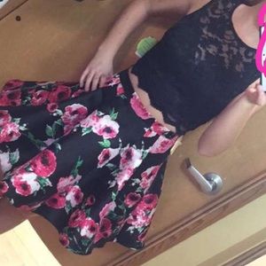 Two Piece Flower Homecoming/Prom Dress